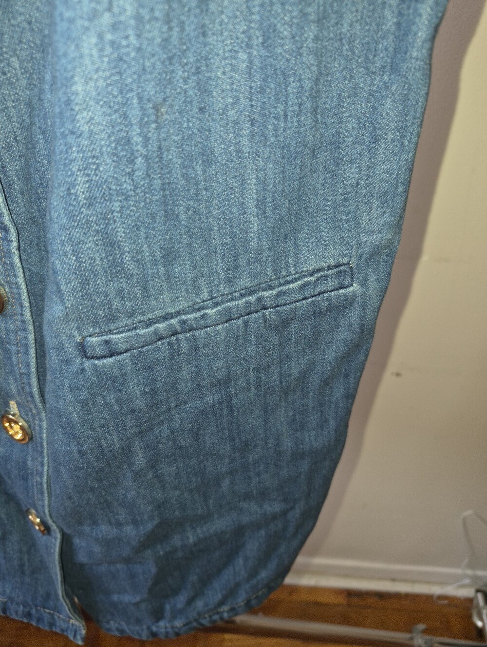 J.Crew Denim Mini Dress XS Blue 100% Cotton Button Front Chambray Shift Dress - Picture 3 of 6